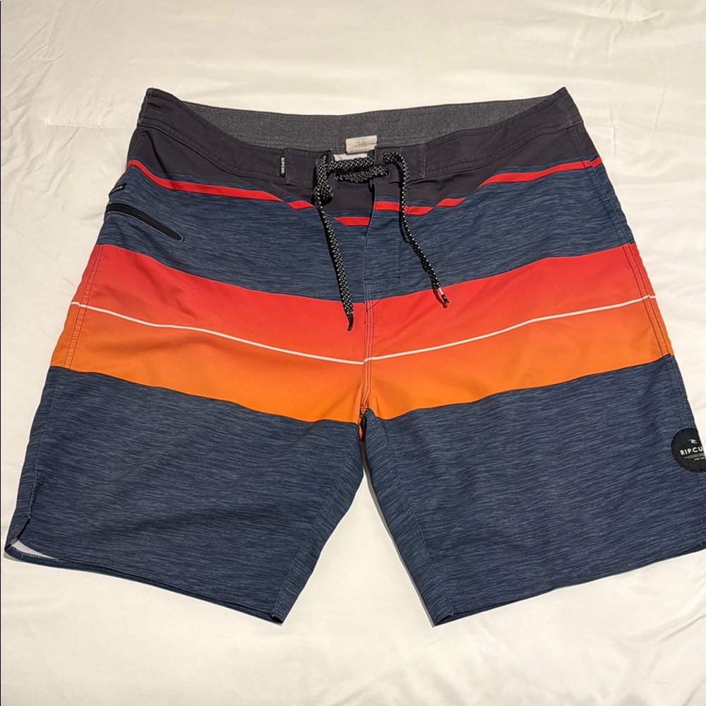 Rip Curl Blue and Red Quick-Dry Board Shorts